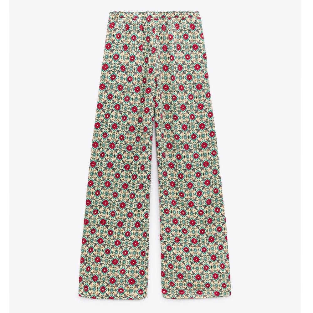 Zara printed wide leg pants